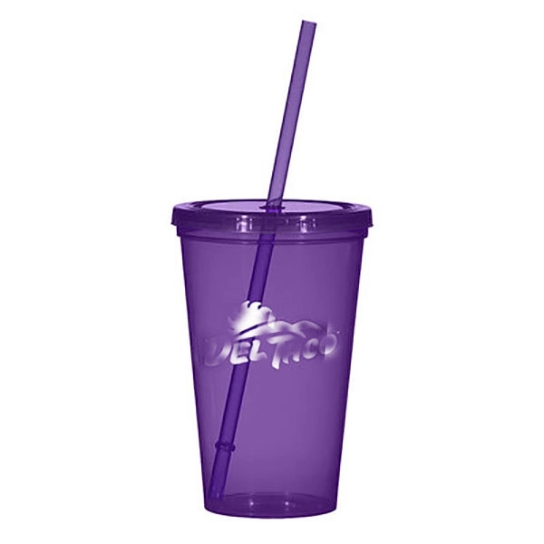 16 oz. Double Wall Acrylic Tumbler With Straw 4
