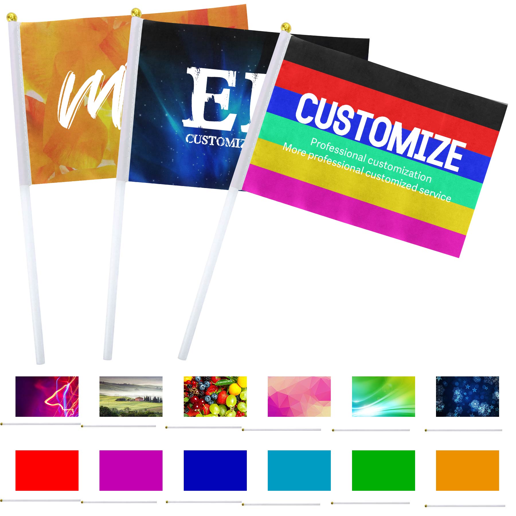 Single Layer Hand Held Waving Flag With Plastic Pole 2