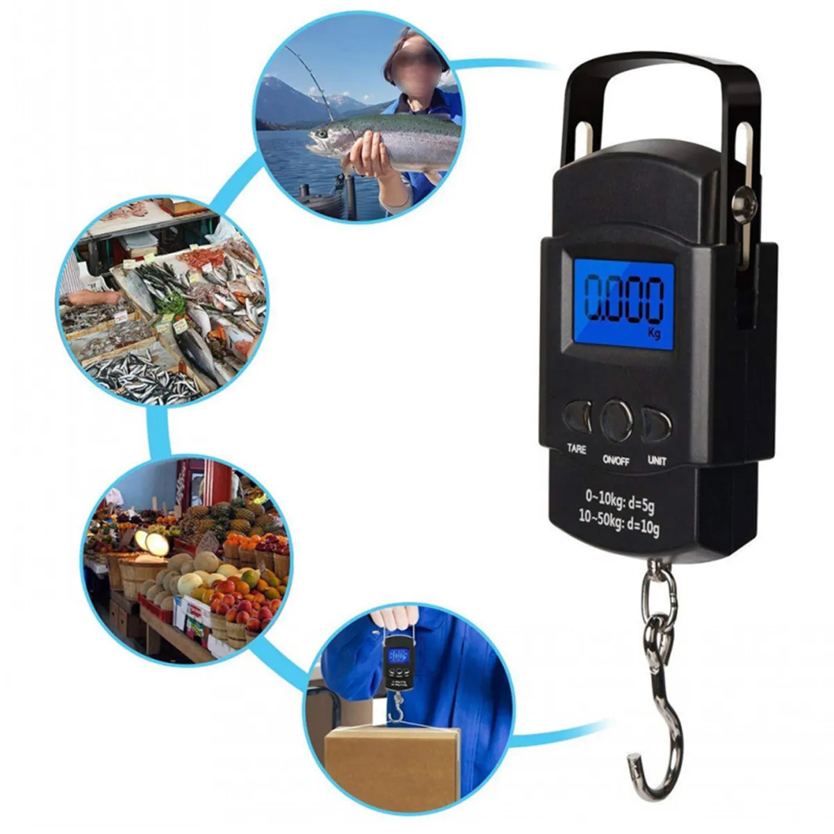 Fish Scale 50kg with Built-in Measuring Tape 3