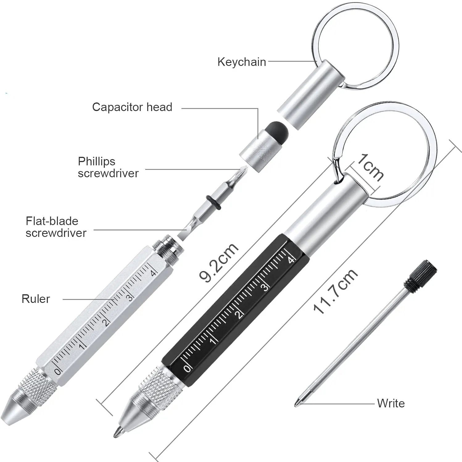 Aluminum Tool Pen With Key Ring 2