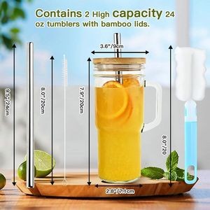 24oz/700ml Glass Cup Coffee Beer Mug with Handle 4