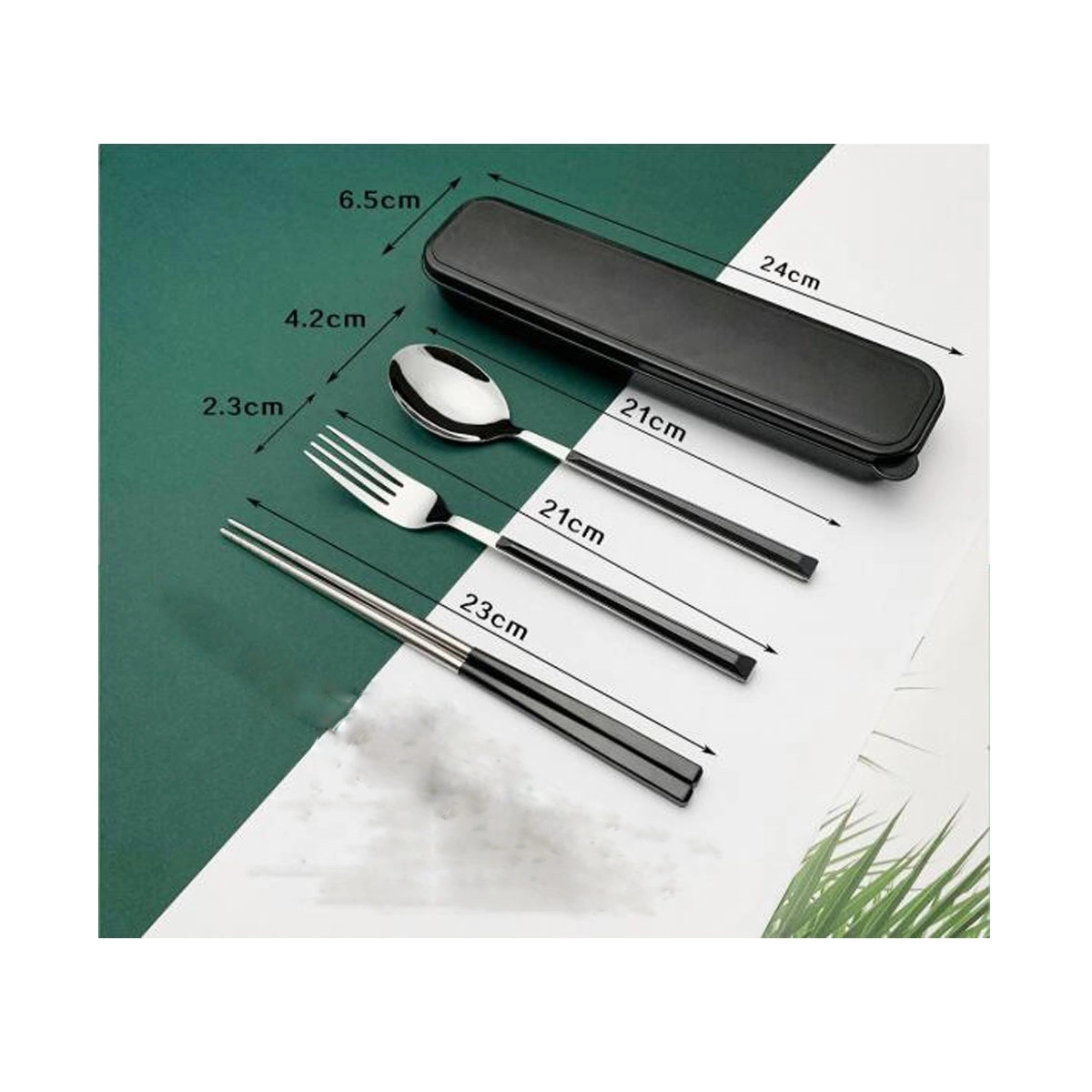Soup Spoon, chopsticks, Cold Meat Fork, 3-Piece Portable 4
