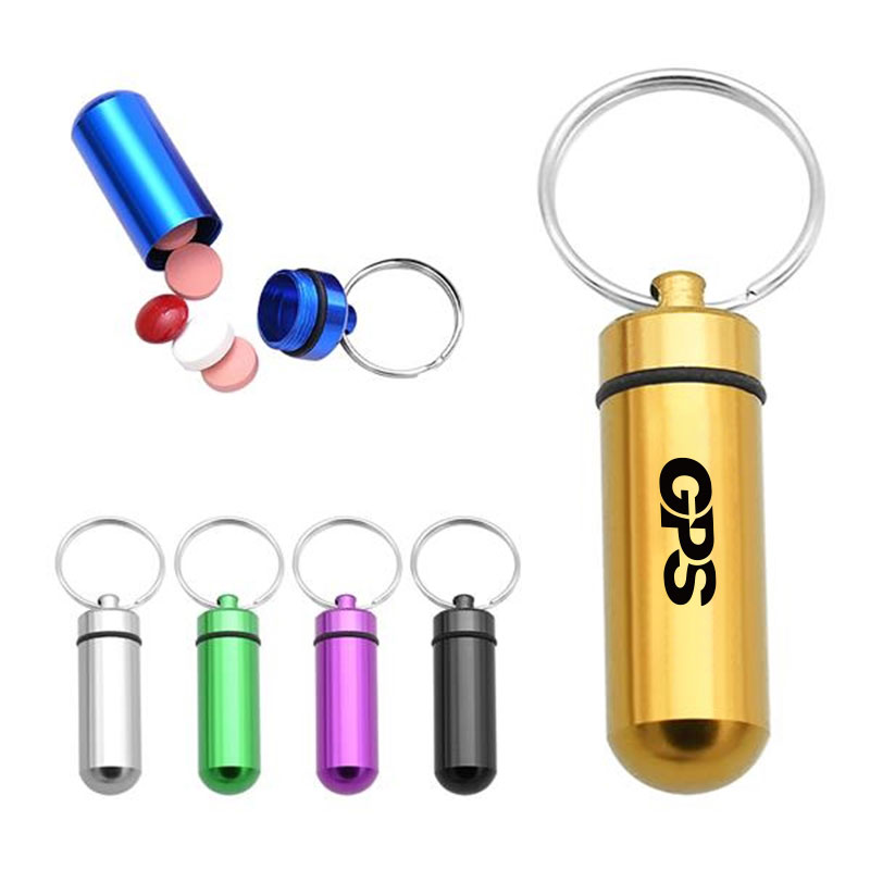 1 7/8 " Aluminium Alloy Pill Case With Keychain 3
