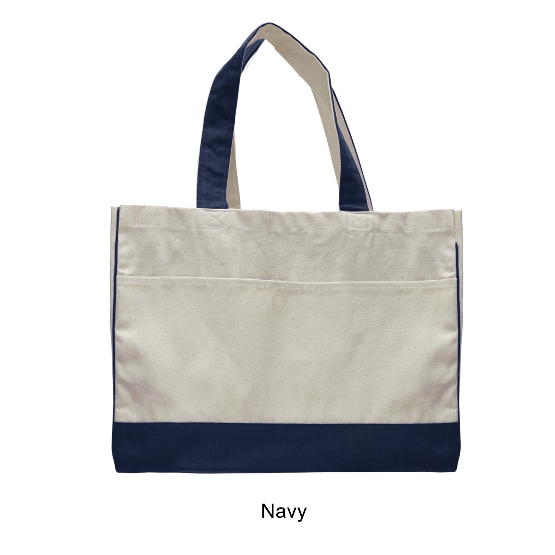 12 oz. Cotton Canvas Self Fabric Handles Tote Bag/w inside zipper pocket_R114BT 3
