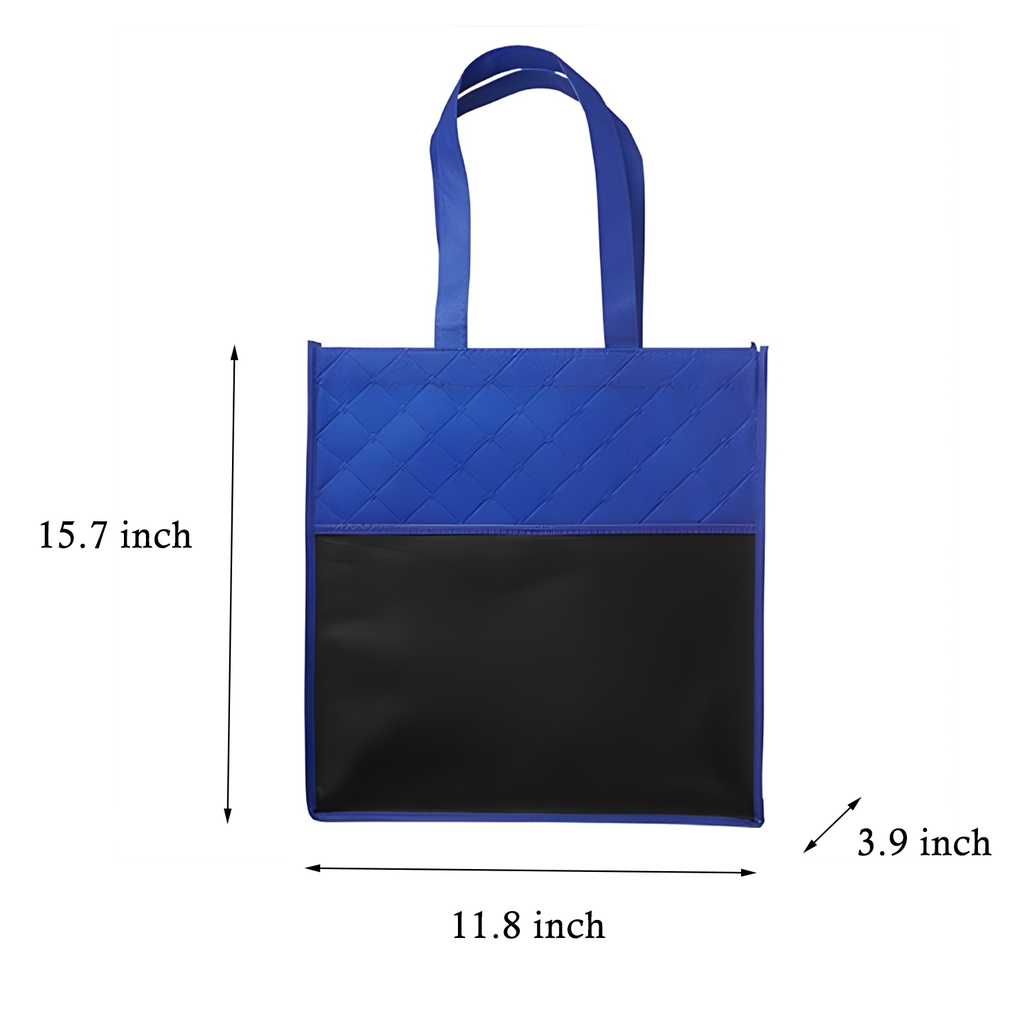 Reusable Quilted Pocket two-tone red black Grocery Tote Bag 4
