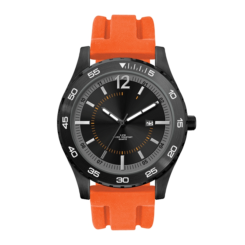 WC4106 42MM METAL BLACK CASE, 3 HAND MVMT, DTE DISPLAY, BLACK DIAL, BLACK BEZEL, SILICONE STRAP, FLAT MINER 1