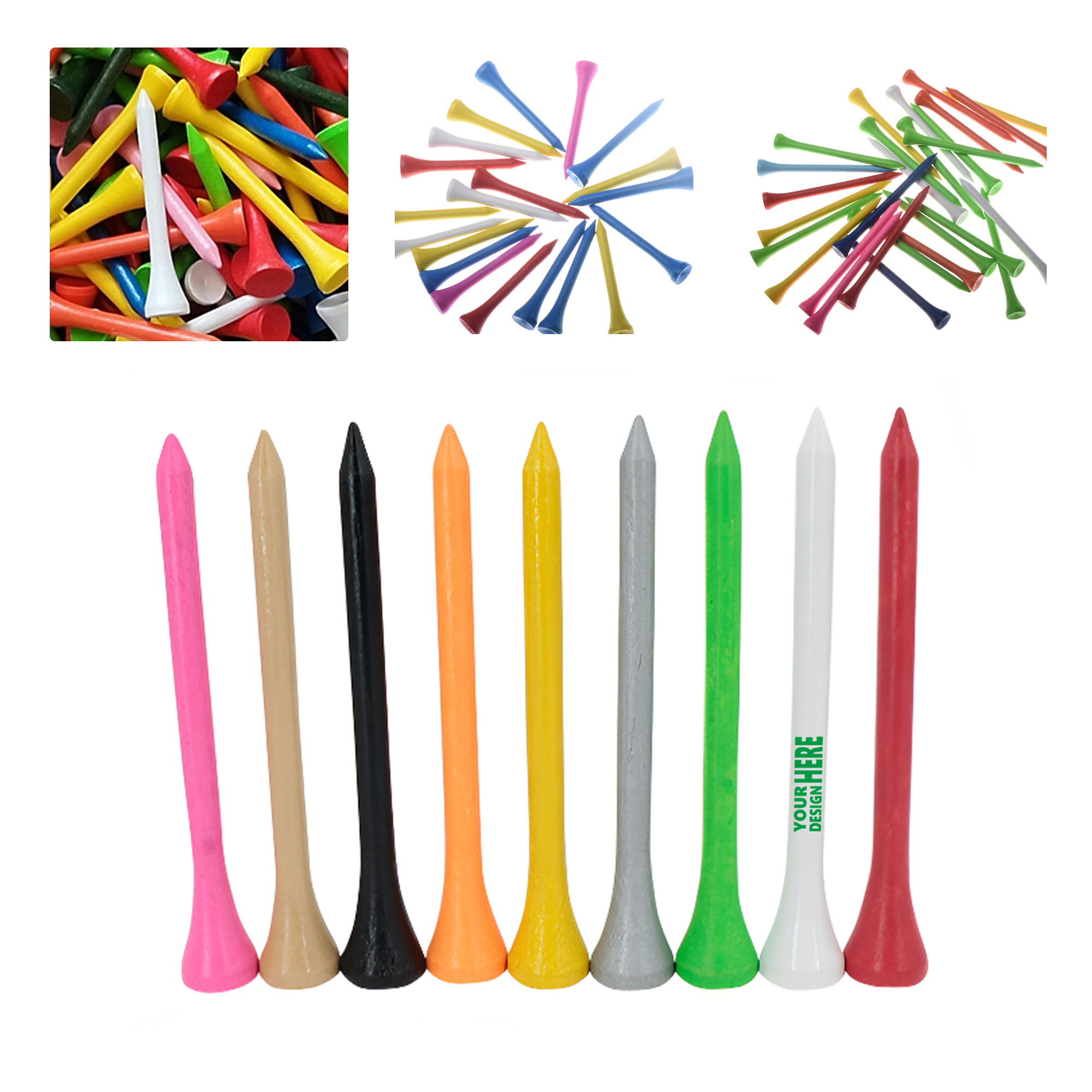 MOQ50 Personalized Wooden Golf Tees with Custom Colors 2