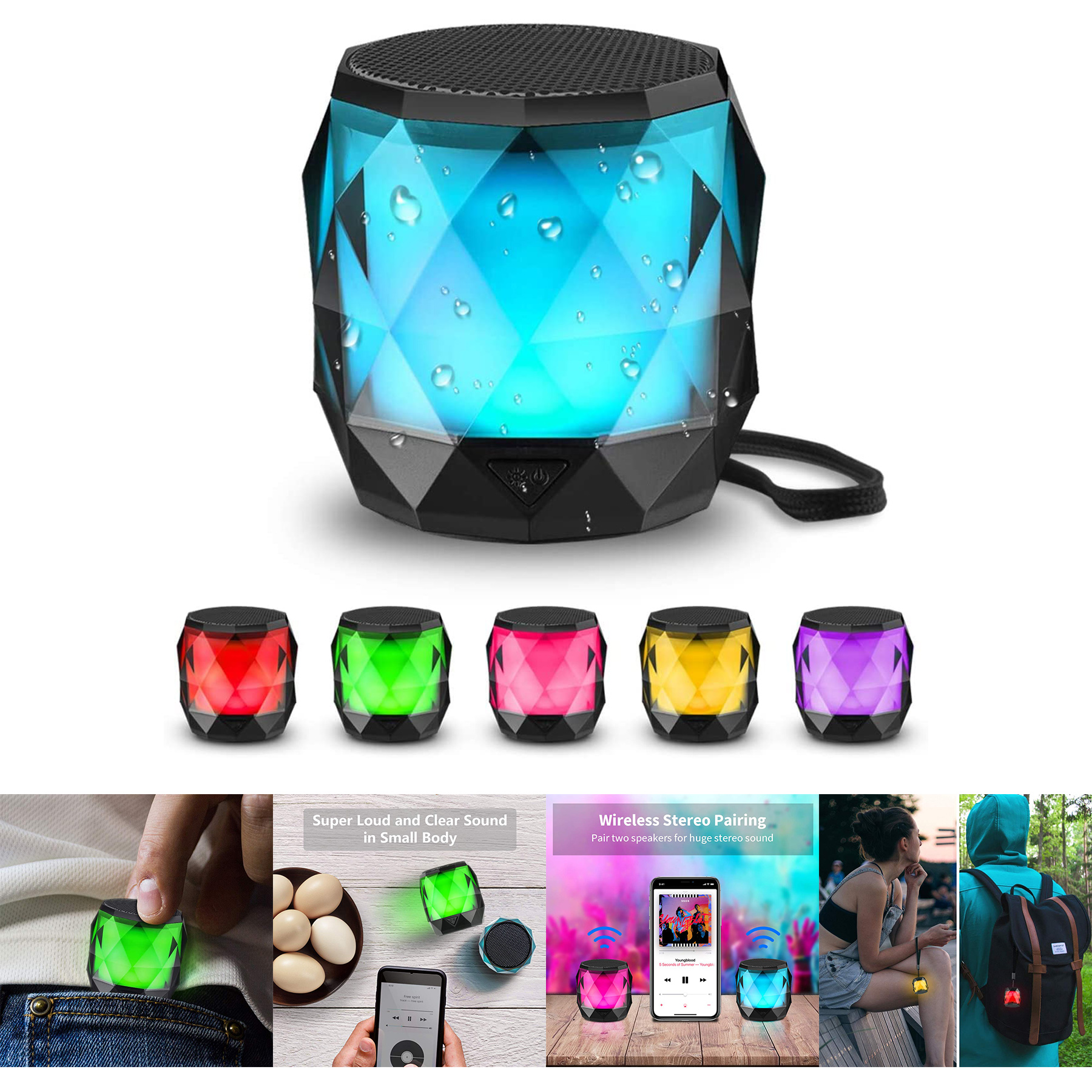 Portable Bluetooth Speaker with Lights 2