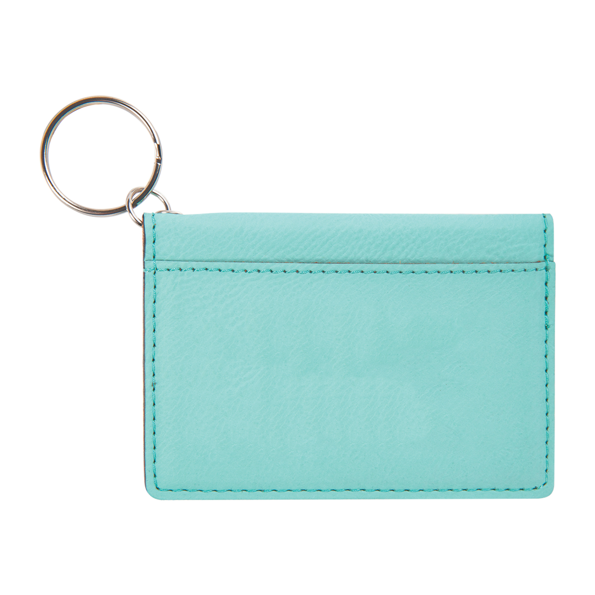 Teal Leatherette Keychain ID Holder 4