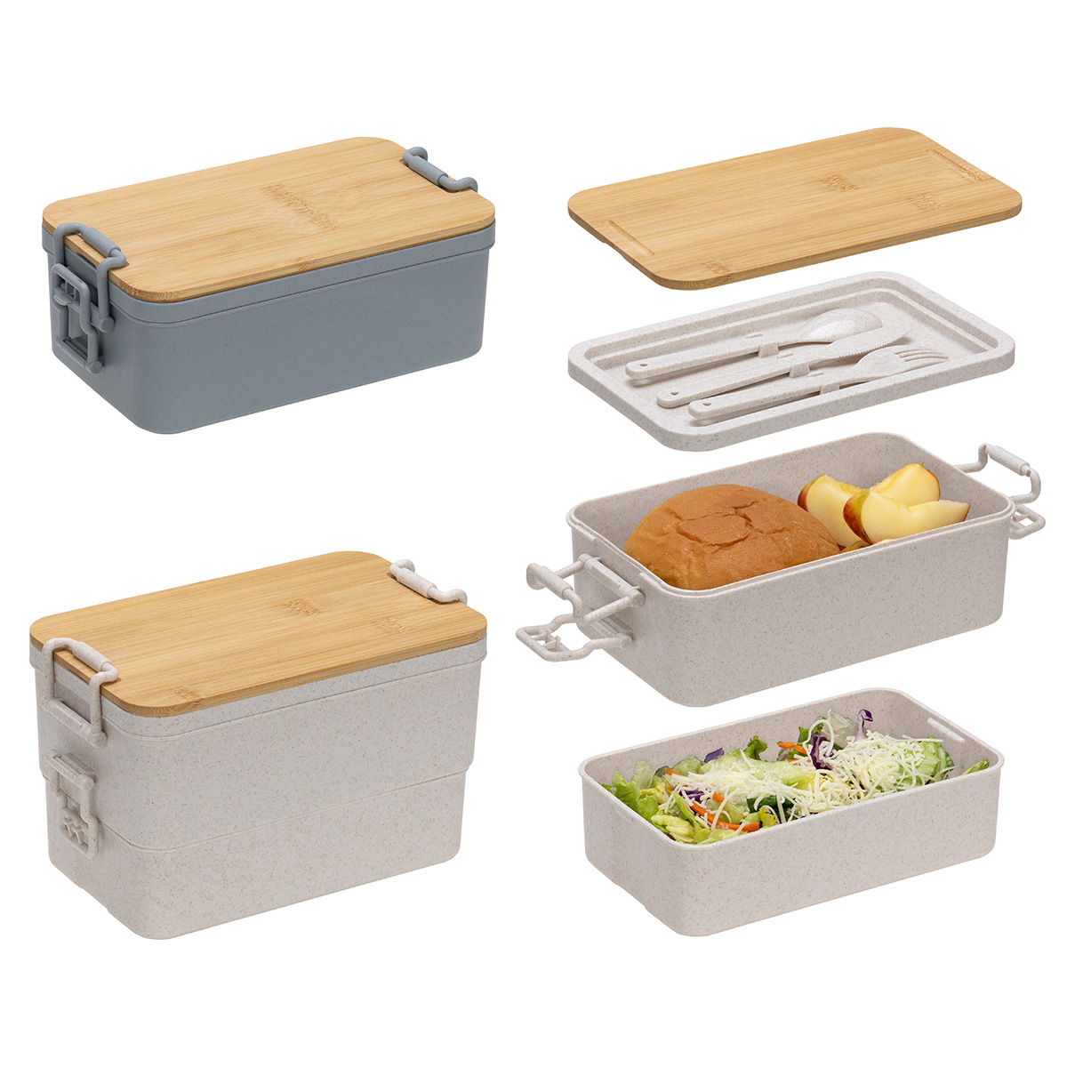 Chuckwagon Stackable Lunch Box With Bamboo Lid & Utensils 19