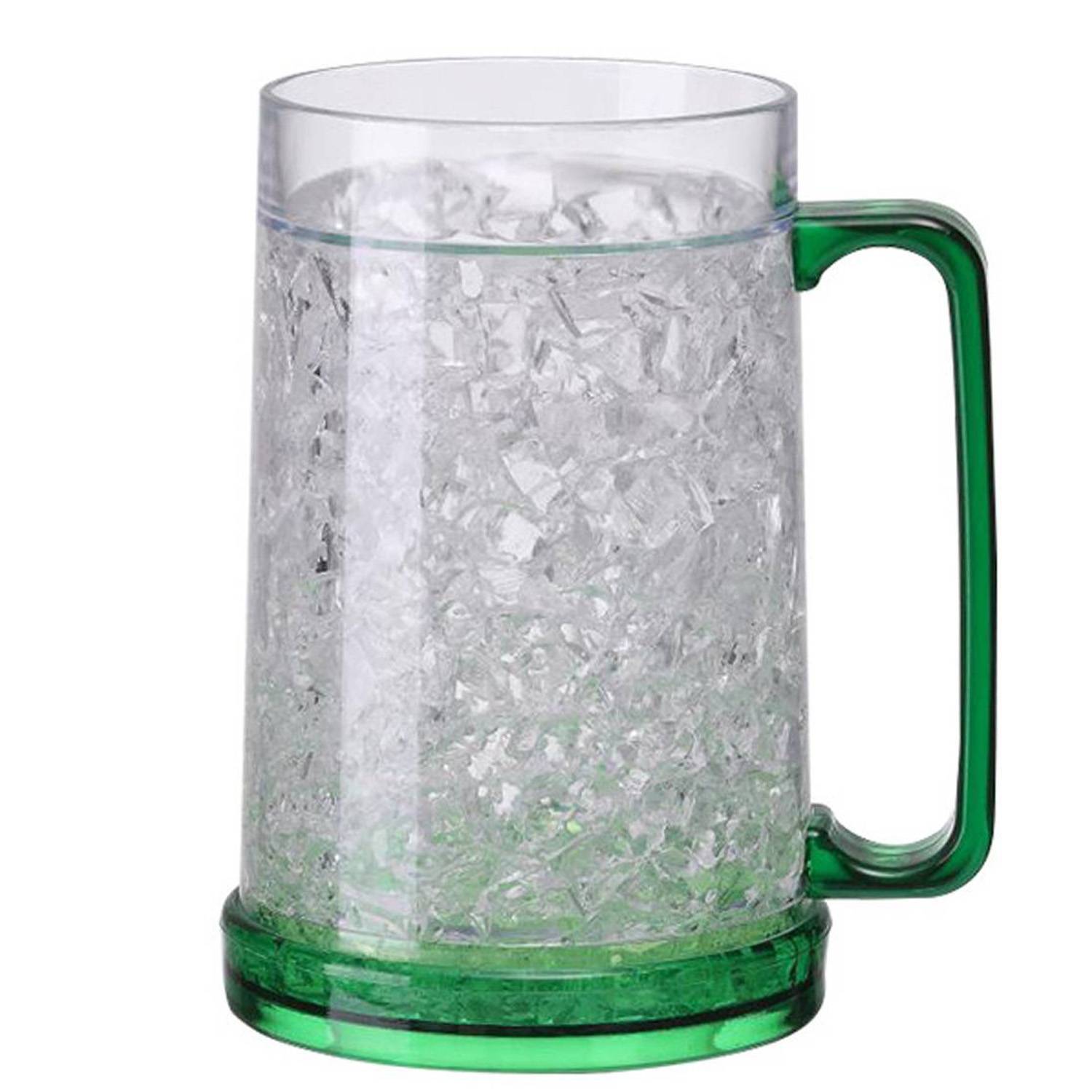 16 oz Plastic Double Wall Freezer Frosted Beer Mugs 12