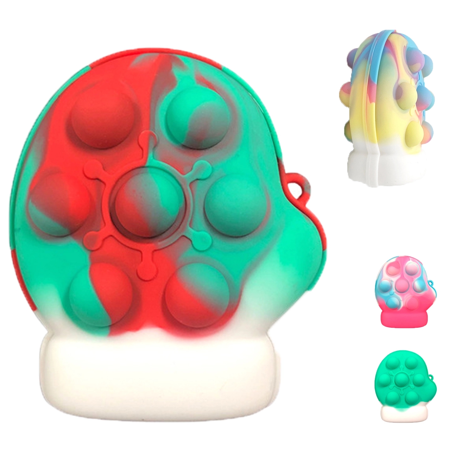 Christmas Glove Silicone Fidget Popper Stress Ball Keychain 4