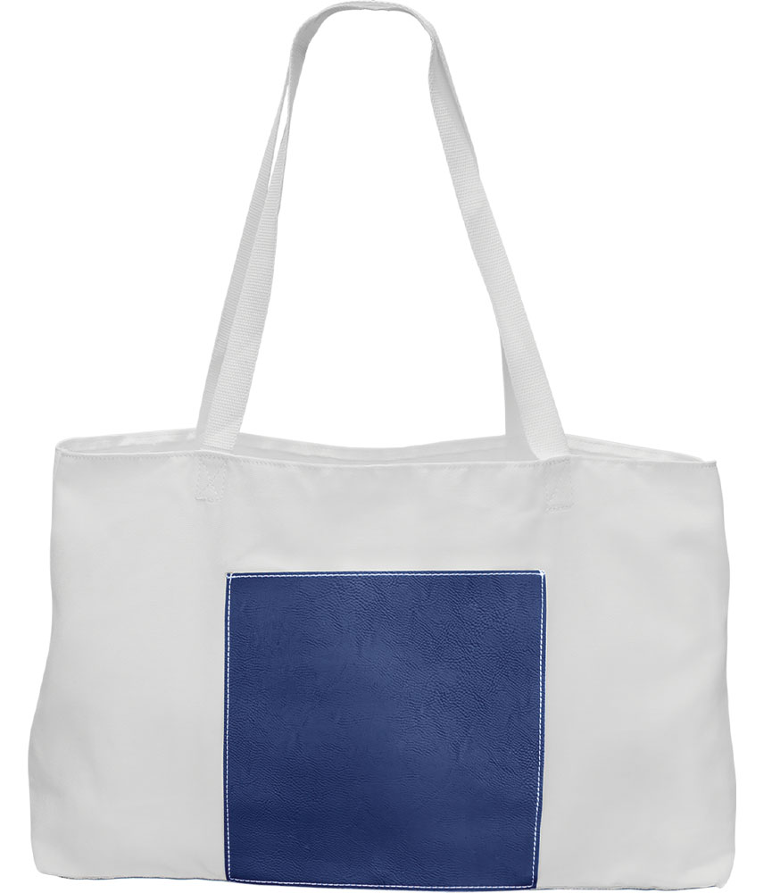 Blue / Silver Laserable Leatherette Gusset Bag. 3