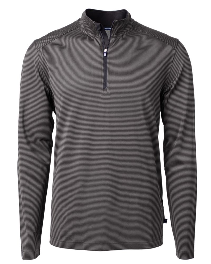Cutter & Buck Virtue Recycled Micro Stripe Featherlight Pique Mens Quarter Zip Pullover 54