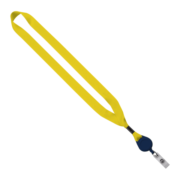 3/4" Polyester Lanyard with Metal Crimp & Retractable Badge Reel 374