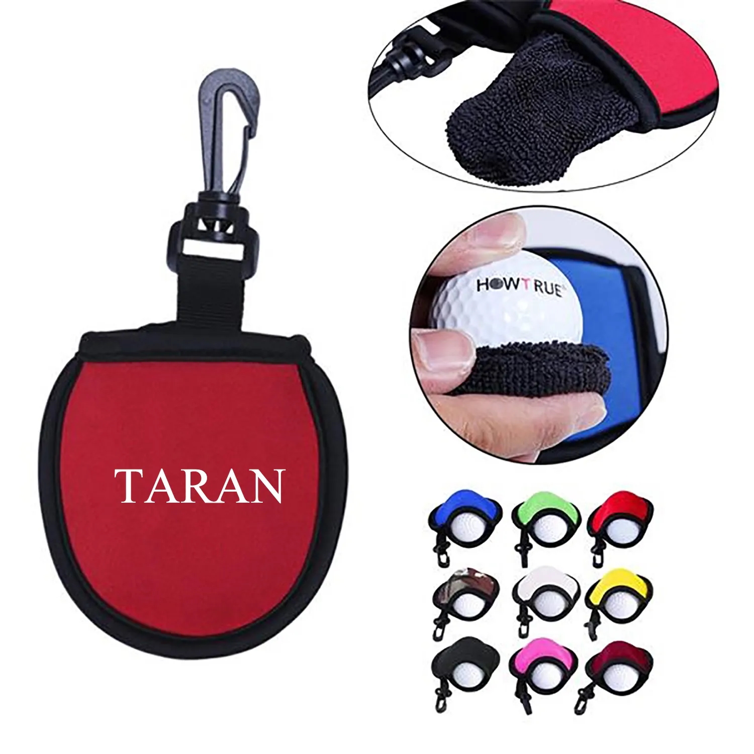 Custom Portable Golf Ball Cleaner Pouch With Hanging Clip 6