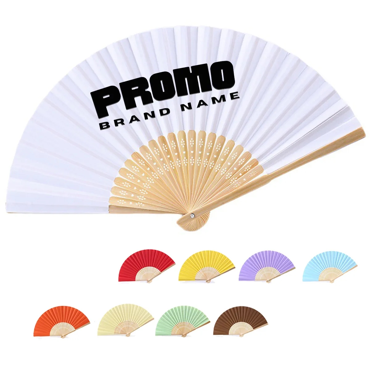 Custom Printing DIY Foldable Handheld Bamboo Paper Fan 4