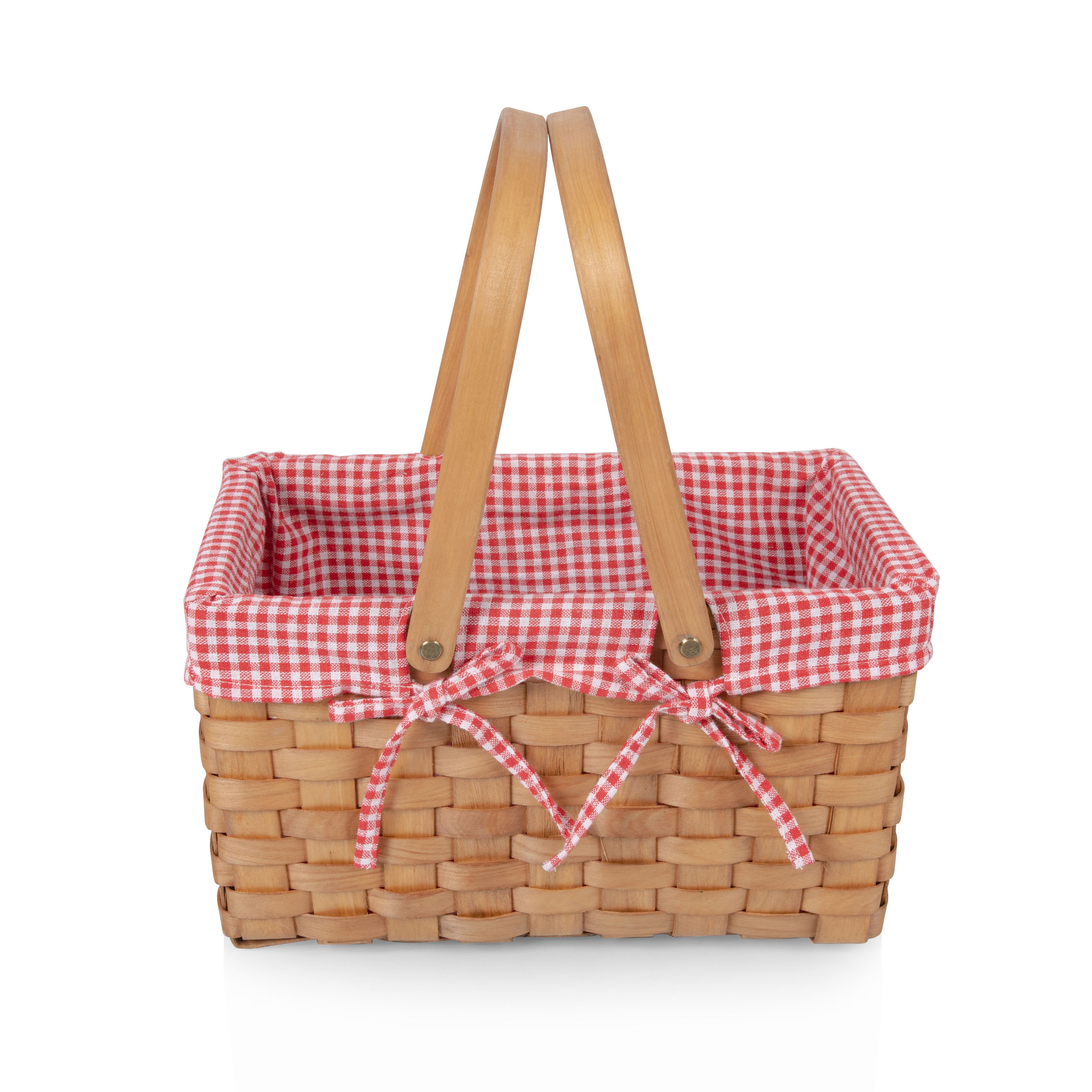 Farmhouse Basket - Red and White Gingham Basket Empty 1