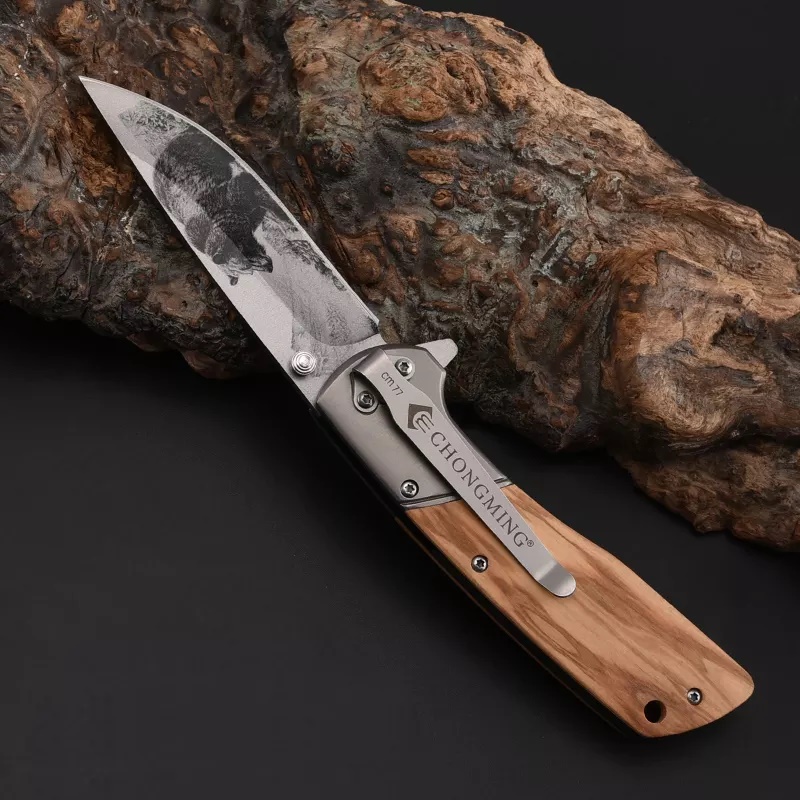 ApexBlade - Olivewood Folding Pocket Knife with Stainless Steel Blade – Full-Color & Gift Box Option 11
