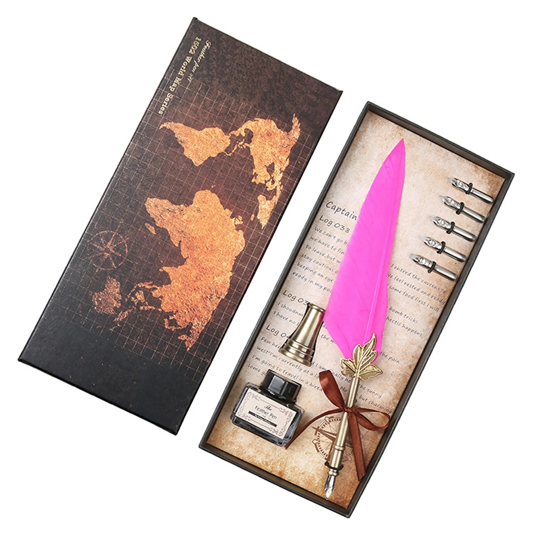 Vintage Luxury Fountain Pen with Feather 16