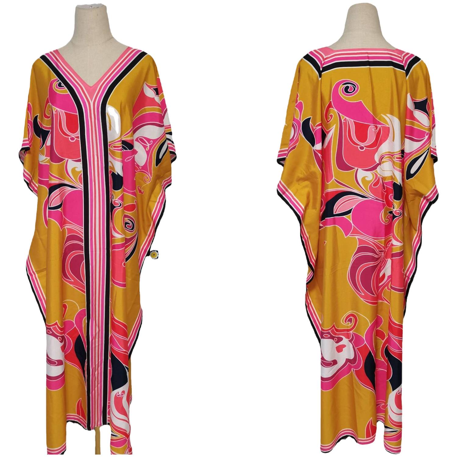 Women Printed Maxi Beach Cover Up Dress 2