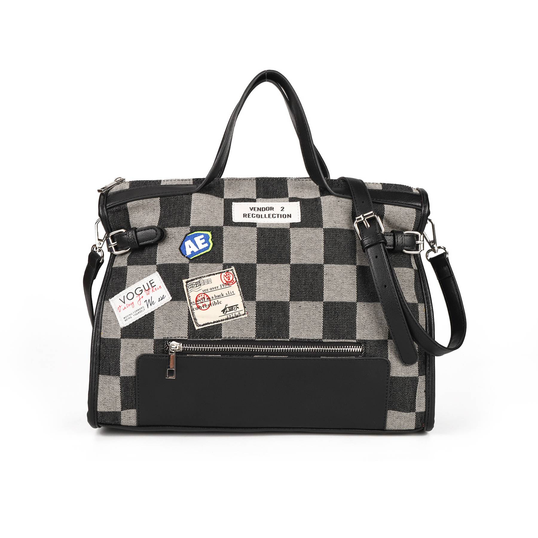 Canvas Street Trend Crossbody Bag for Women - Black/Blue 7