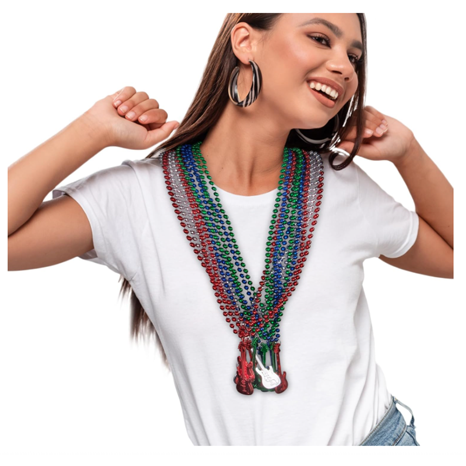 Multi colored electroplated guitar necklace bead chain 5