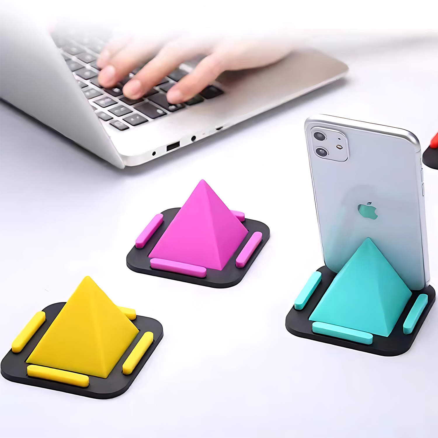 Pyramid-Shaped Silicone Phone Holder – Adjustable Angle 5