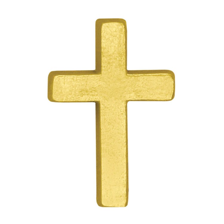 Cross Bright Gold Chenille Lapel Pin