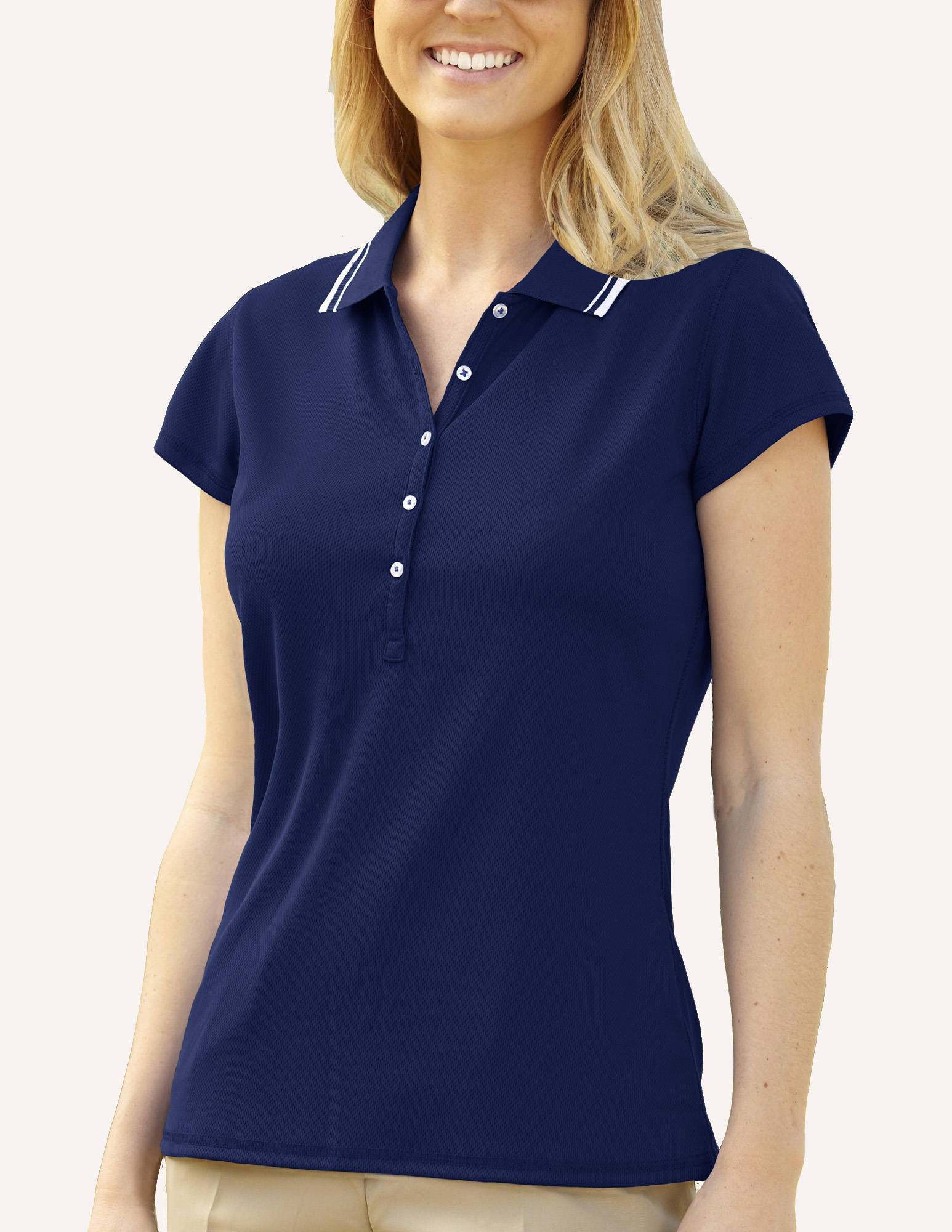 Ladies' Pacifica Birds Eye Solid Polo Shirt 5