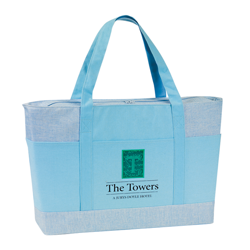 Two-Tone Jute & Canvas Shopping Tote Bag, custom tote bag with logo imprint 2