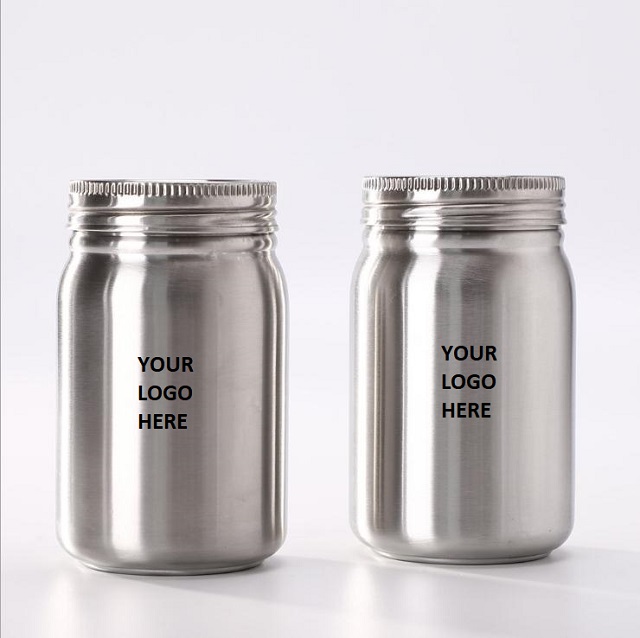 Stainless Steel Mason Jar with Straw 16 oz 2