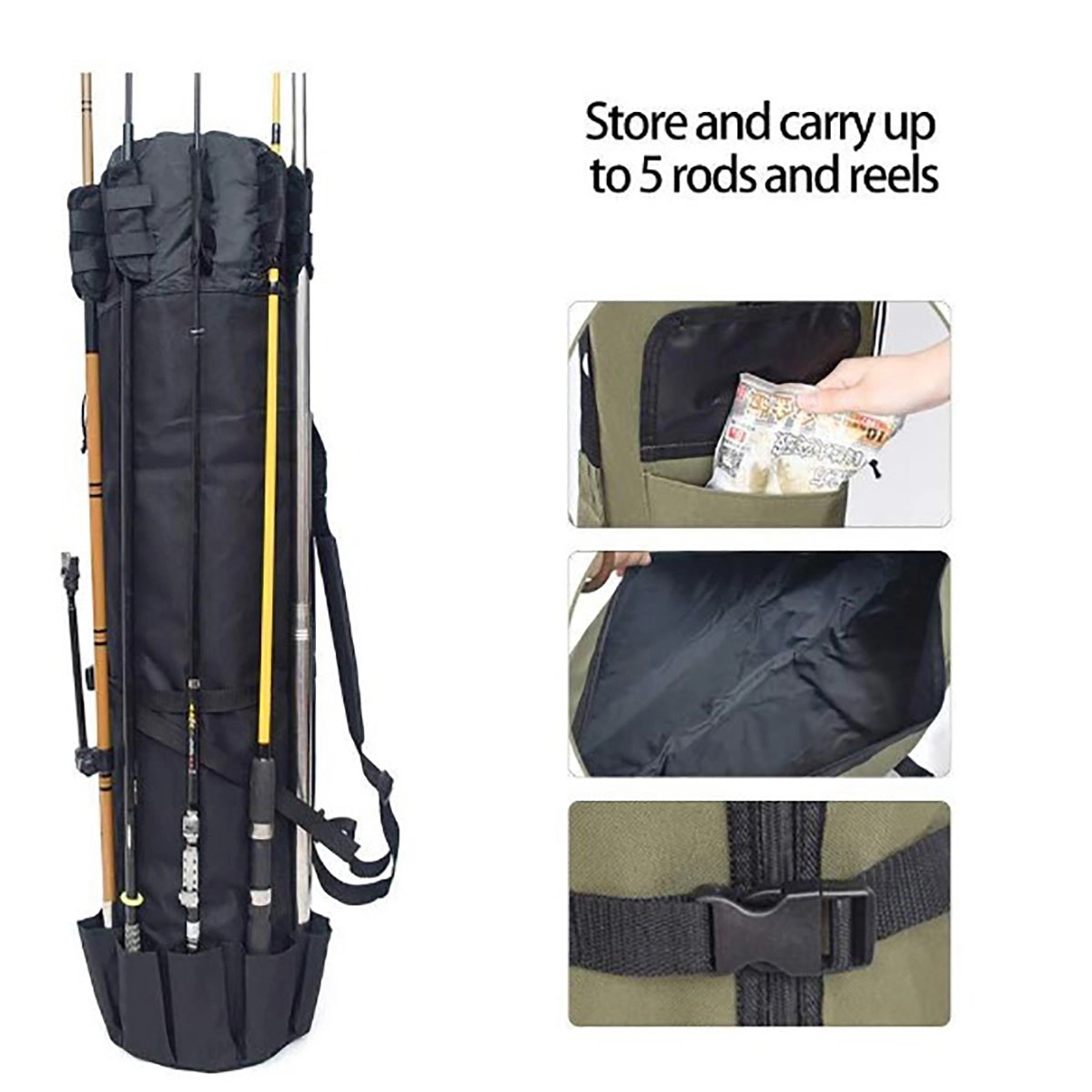 Durable Canvas Fishing Rod & Reel Organizer Bag 3