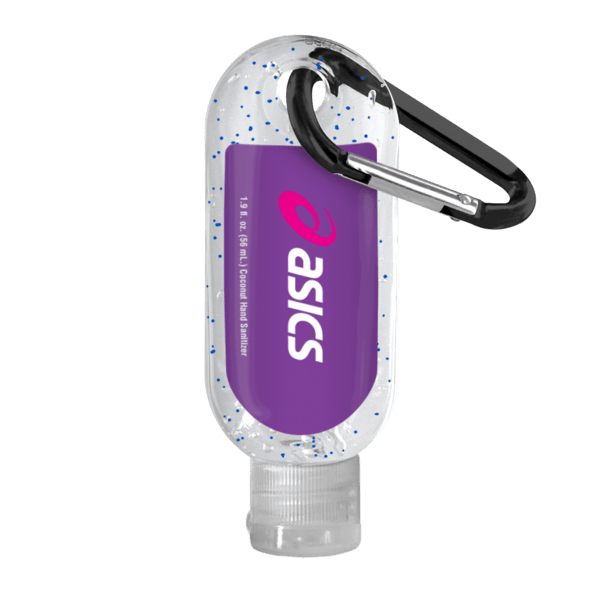 1.9 oz. Single Color Moisture Bead Sanitizer in Clear Bottle with Carabiner 41