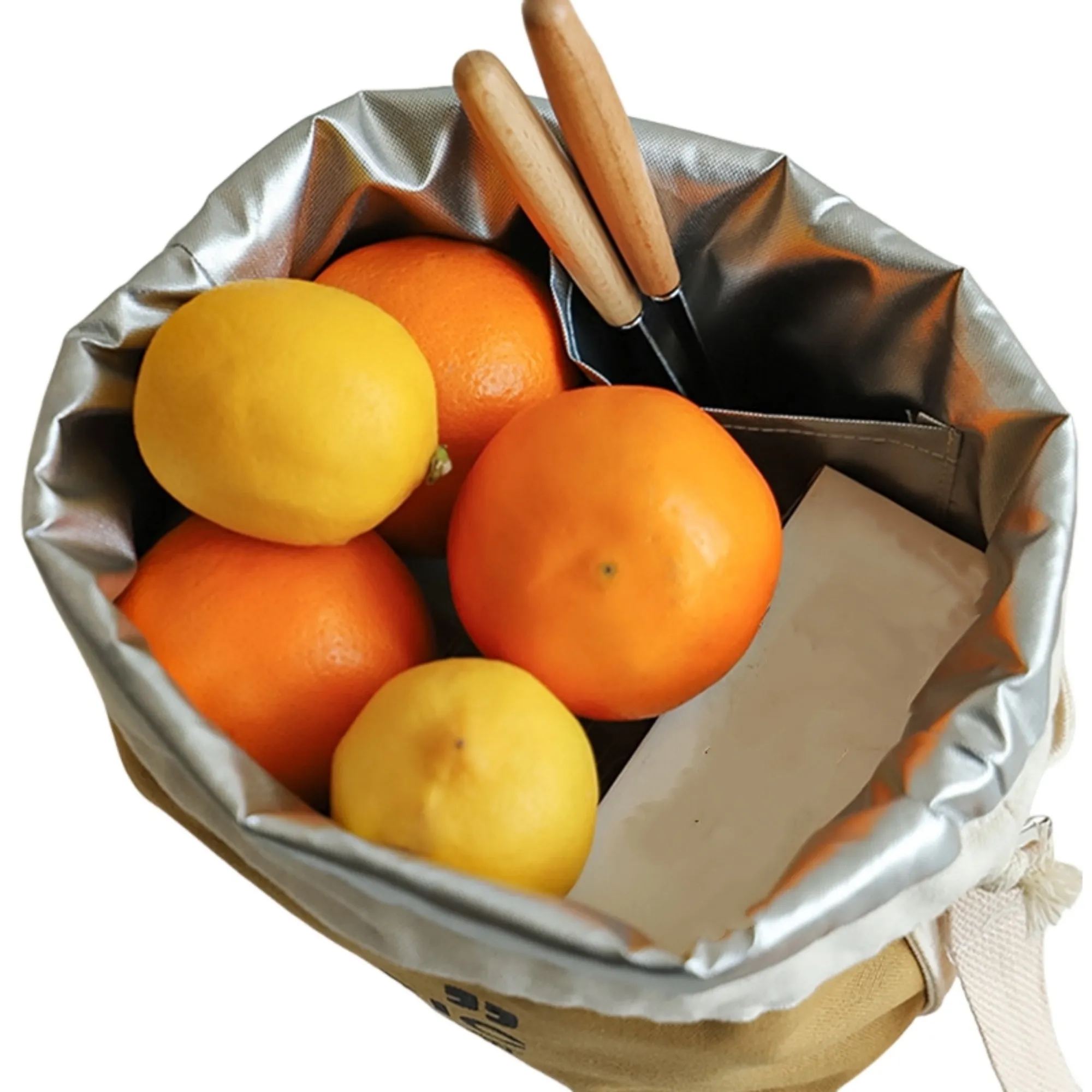 Eco Canvas Lunch Tote Bag Insulated Drawstring 3