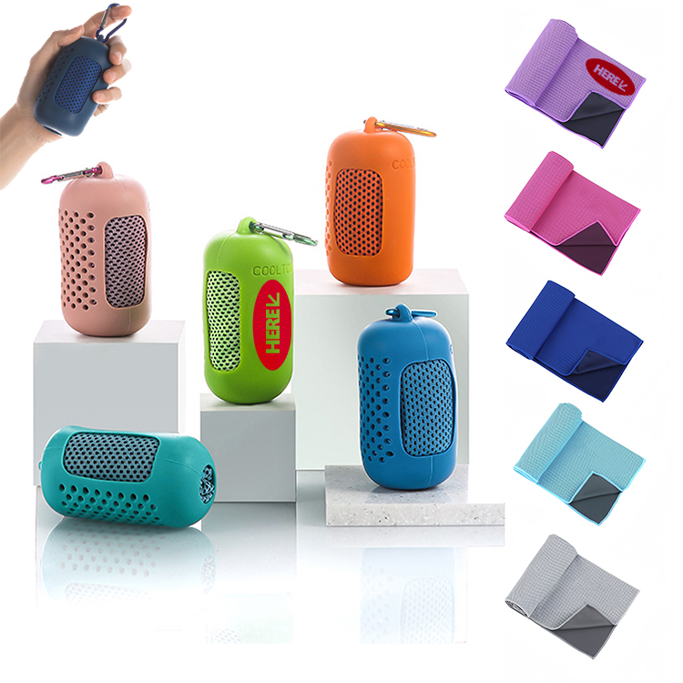 Cooling Towel with Vented Silicone Bottle and Carabiner 8