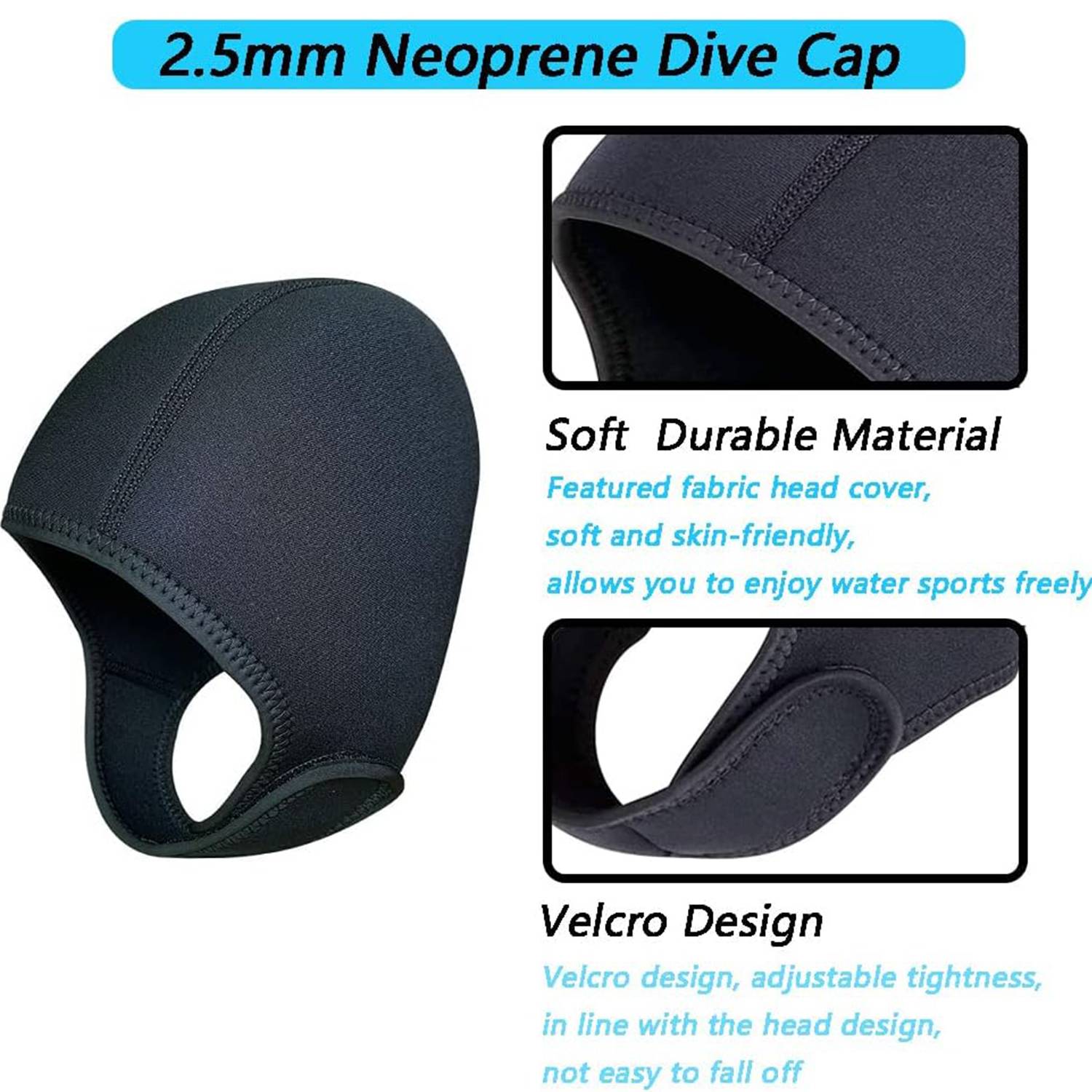 Soft Neoprene Diving Hood w/ Chin Strap for Men Women 6