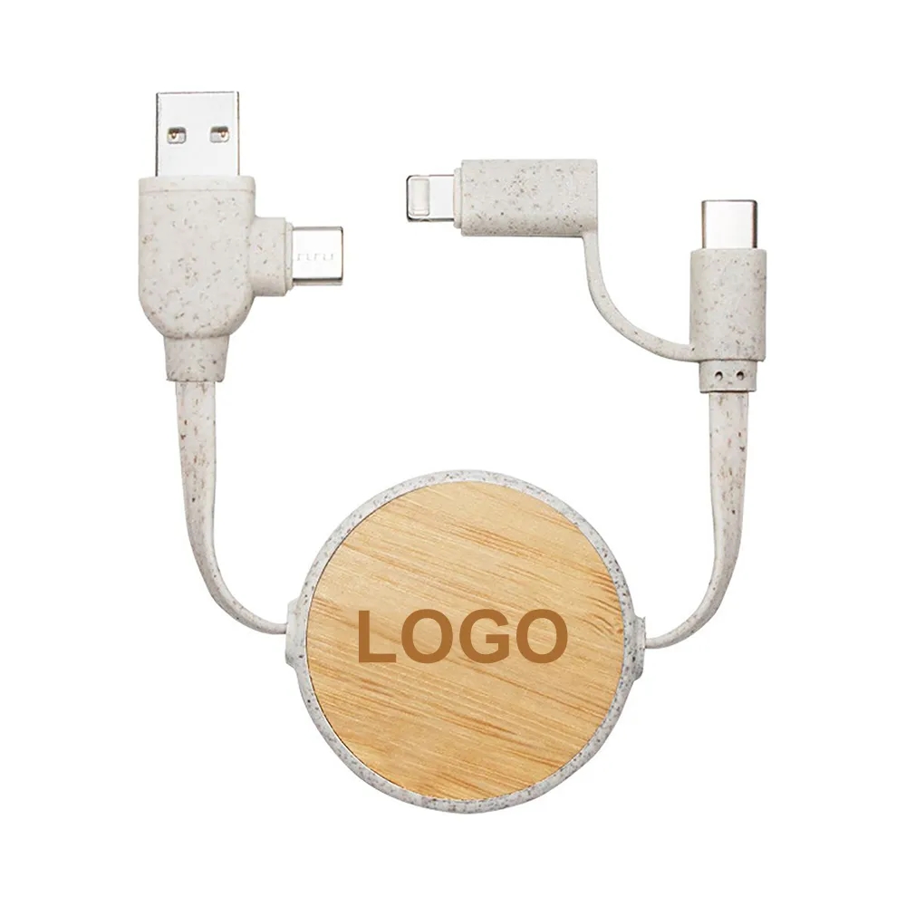 Bamboo Retractable Duo Charging Cable 4