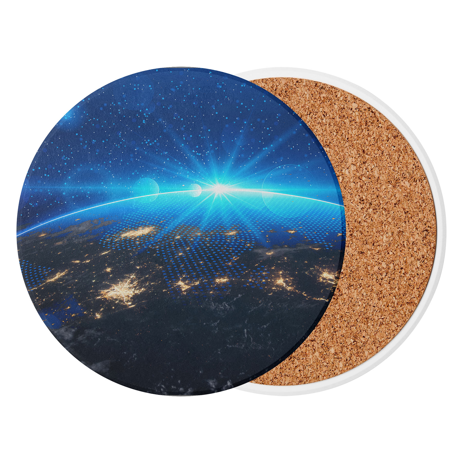 3.5'' Circular Ceramics Coaster With Cork Base 6