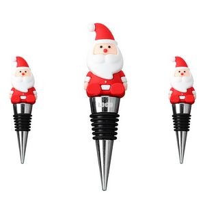 Adorable PVC Sitting Santa Claus Wine Cork Bottle Stopper 4