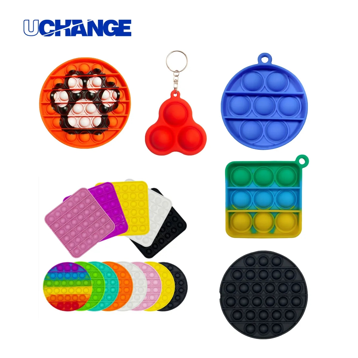 Round Pop Bubble Fidget Sensory Toy Keychain 4