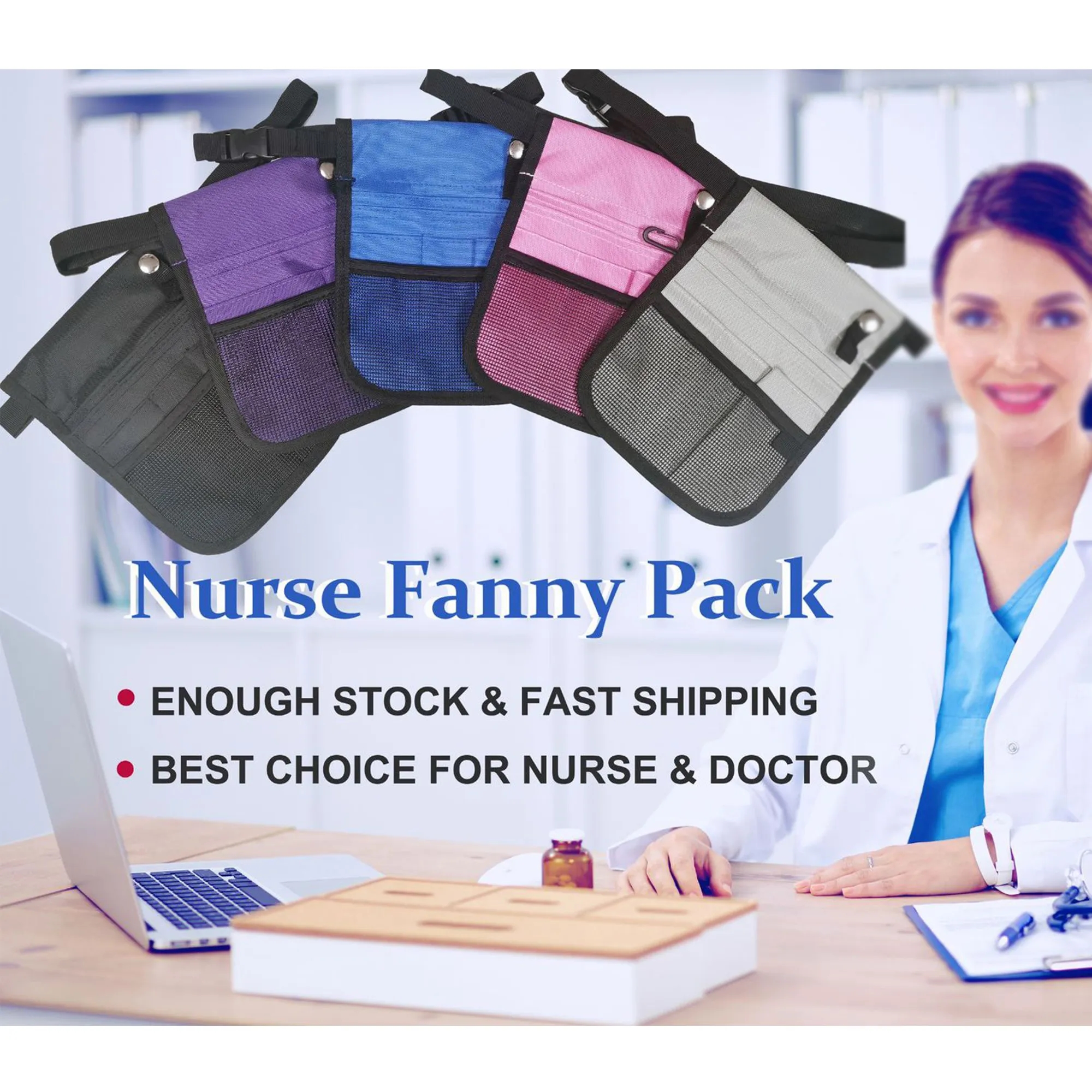 Stock Multifunctional Adjustable Belt Nurse Vet Waist Pouch 2