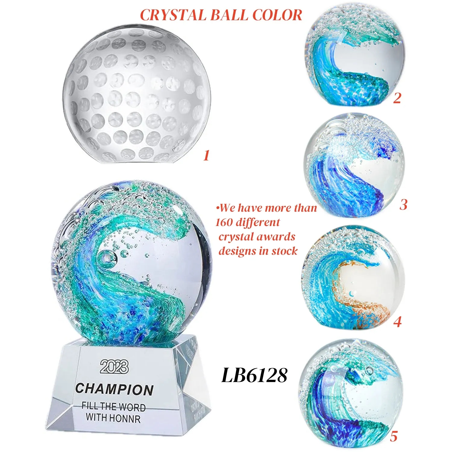 Crystal Trophy Award for Kids Glass Ball Paperweight 3
