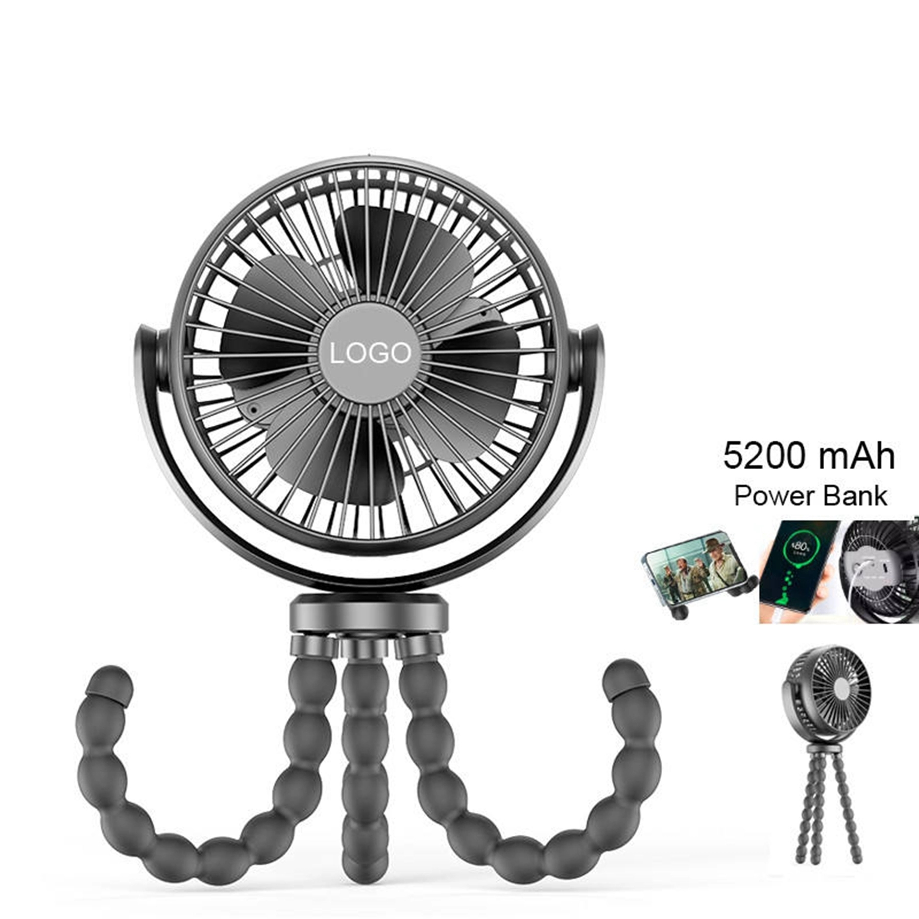 5200mAh 360 Degree Rotation Tripod Clip Octopus Fan 7