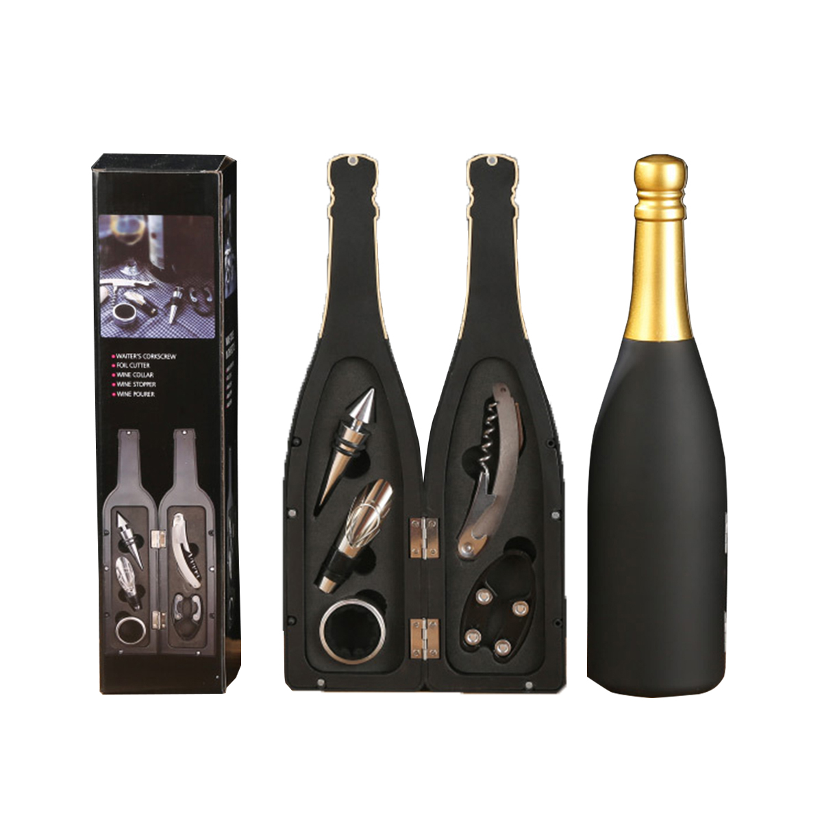 Champagne Bottle 5-Piece Wine Tool Set with Gift Case 19