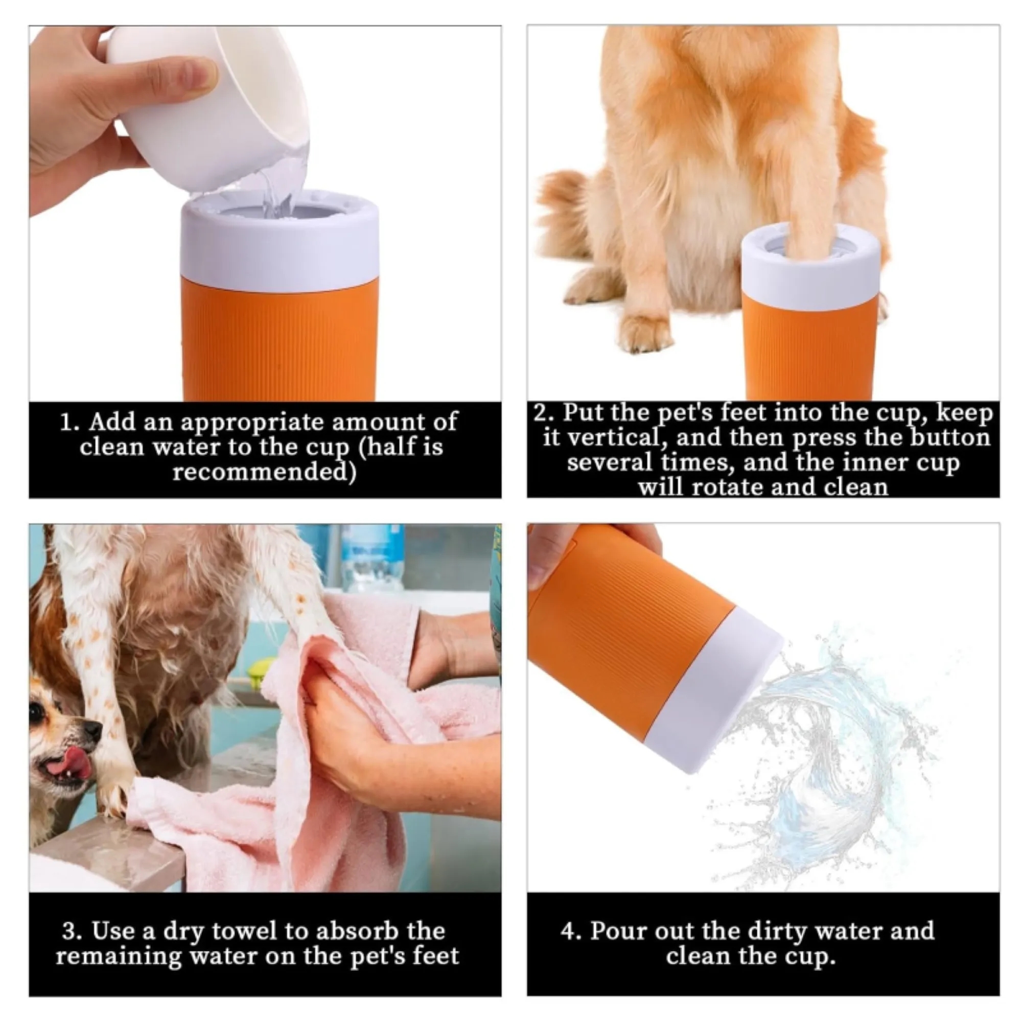 AquaSpin Pro Auto-Rotating Pet Paw Cleaning Station 4
