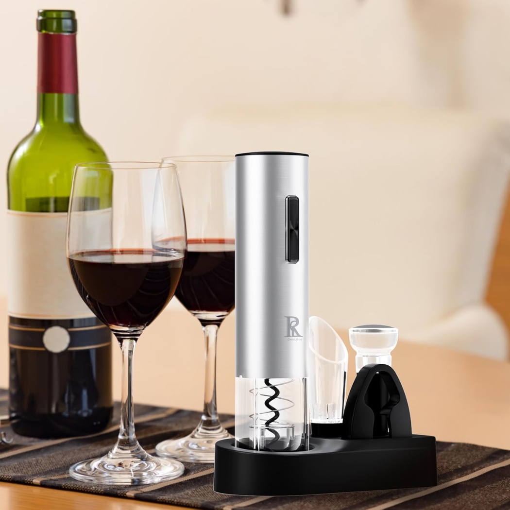 WineVault Electric Wine Opener Gift Set with Pedestal Storage 9