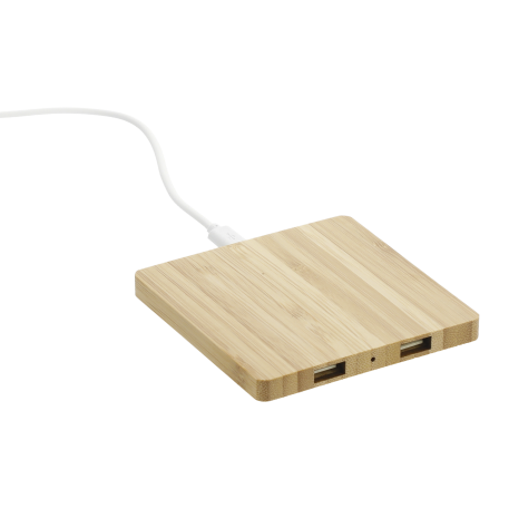 FSC® 100% Bamboo Wireless Charge Pad w/Dual Output 5