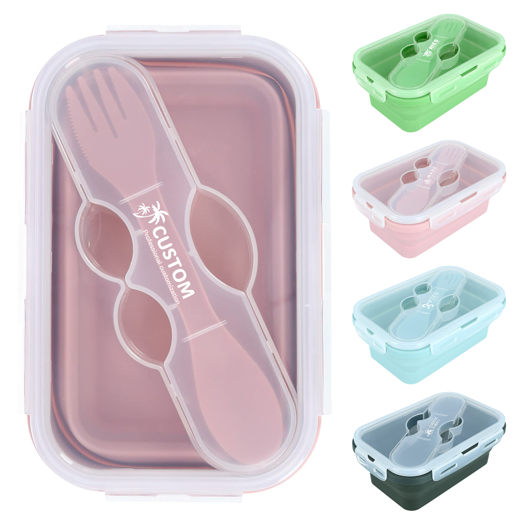 500ML Collapsible Silicone Lunch Box With Cutlery 6