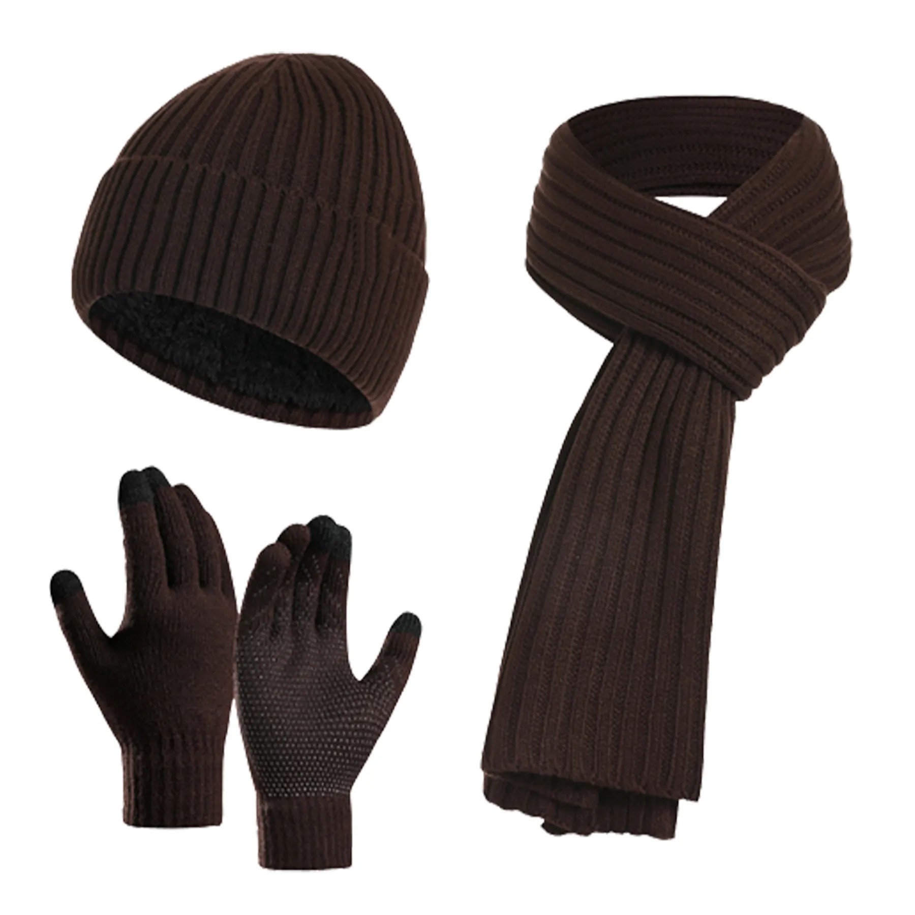 Acrylic Knit Cap Scarf Gloves Set 2